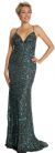 Criss-Crossed Sparkling Beaded Formal Prom Dress in Brown/Teal